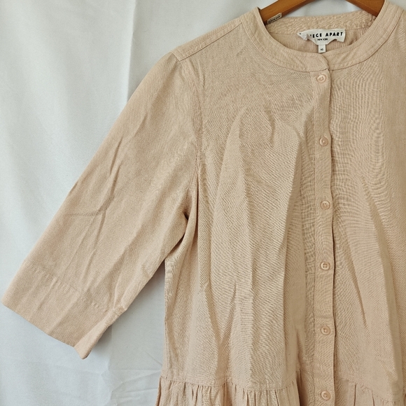 APIECE APART Maurino Drop Waist Linen Blend Mini Dress In Blush Pink Size XS - Picture 7 of 11